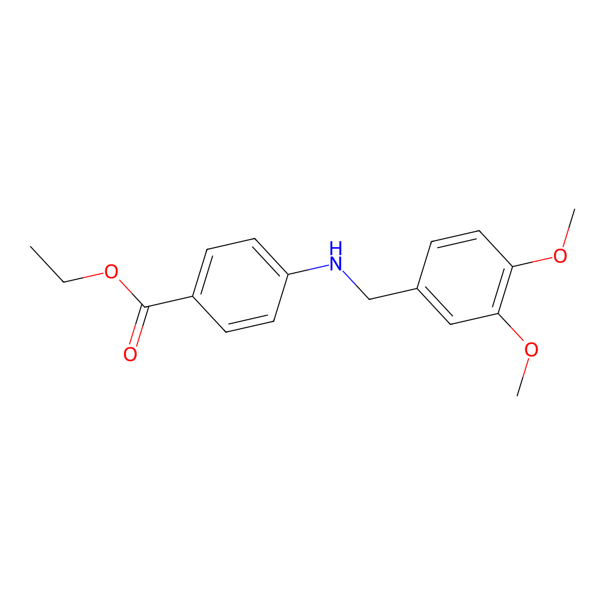 Ethyl 4-(3,4-dimethoxybenzylamino)benzoate molecular structure, CAS 13160-01-5