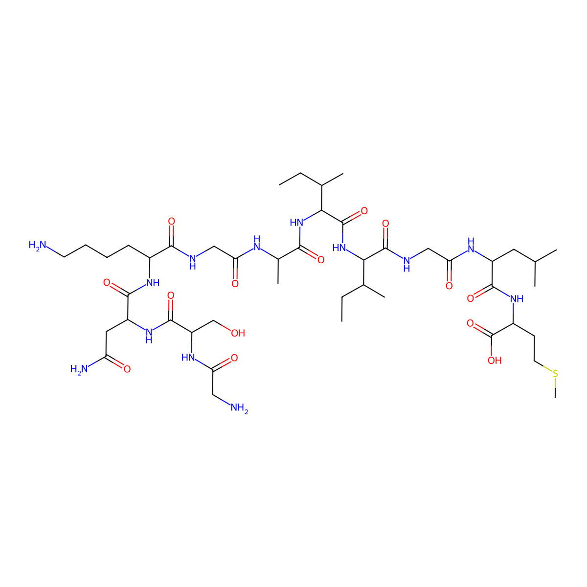 Glycylserylasparaginyllysylglycylalanylisoleucylisoleucylglycylleucylmethionine molecular structure, CAS 131602-53-4