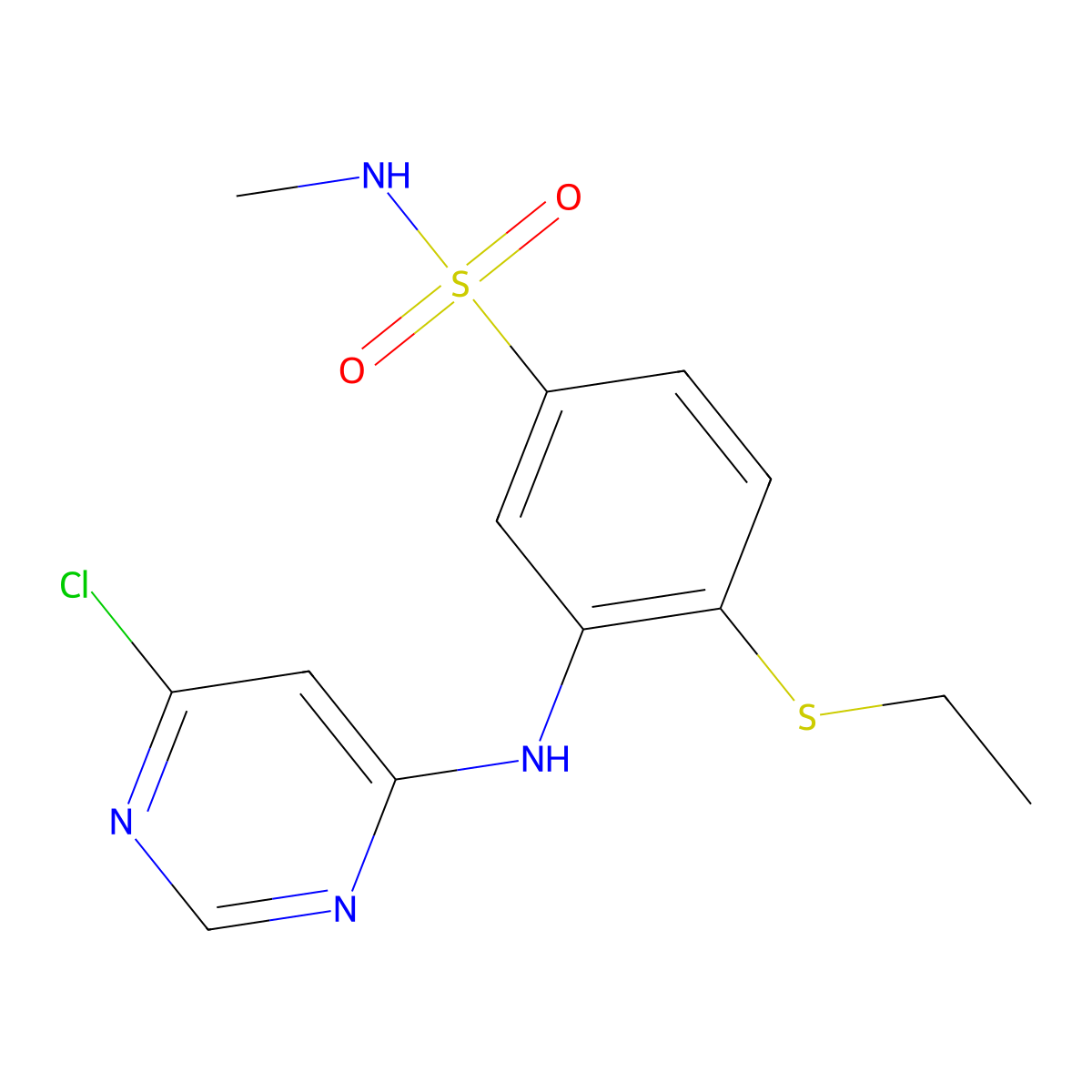 3-((6-chloropyrimidin-4-yl)amino)-4-(ethylthio)-N-methylbenzenesulfonamide molecular structure, CAS 1316066-33-7