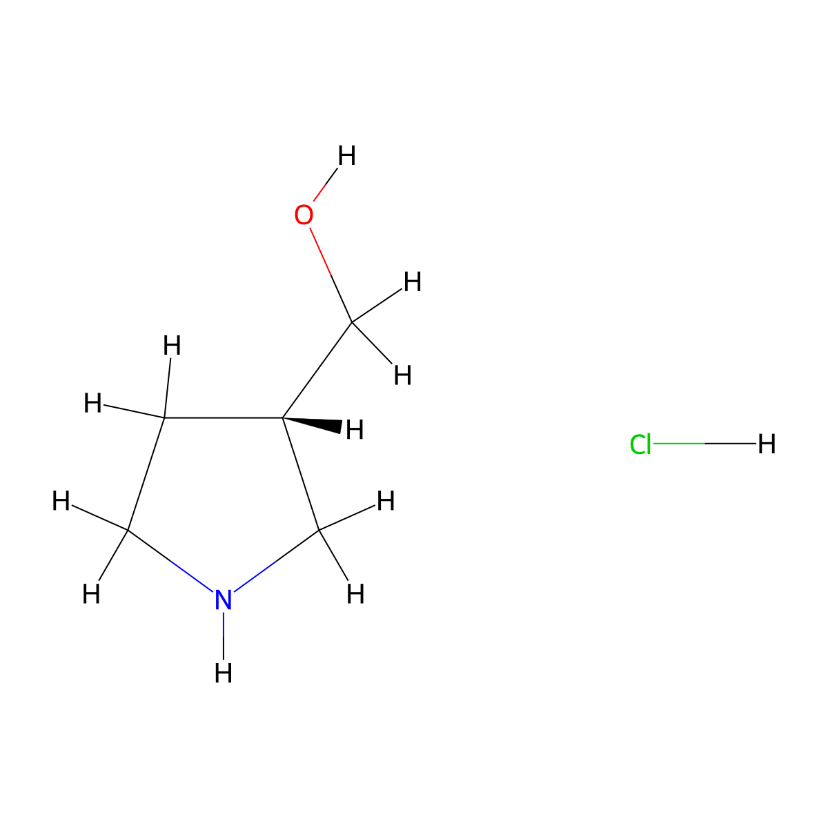 (3S)-pyrrolidin-3-ylmethanol hydrochloride molecular structure, CAS 1316087-88-3