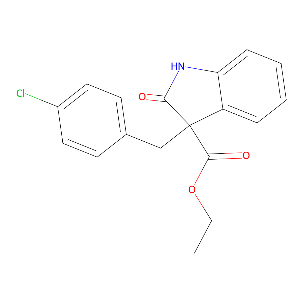 Ethyl 3-(4-chlorobenzyl)-2-oxo-3-indolinecarboxylate molecular structure, CAS 131609-34-2