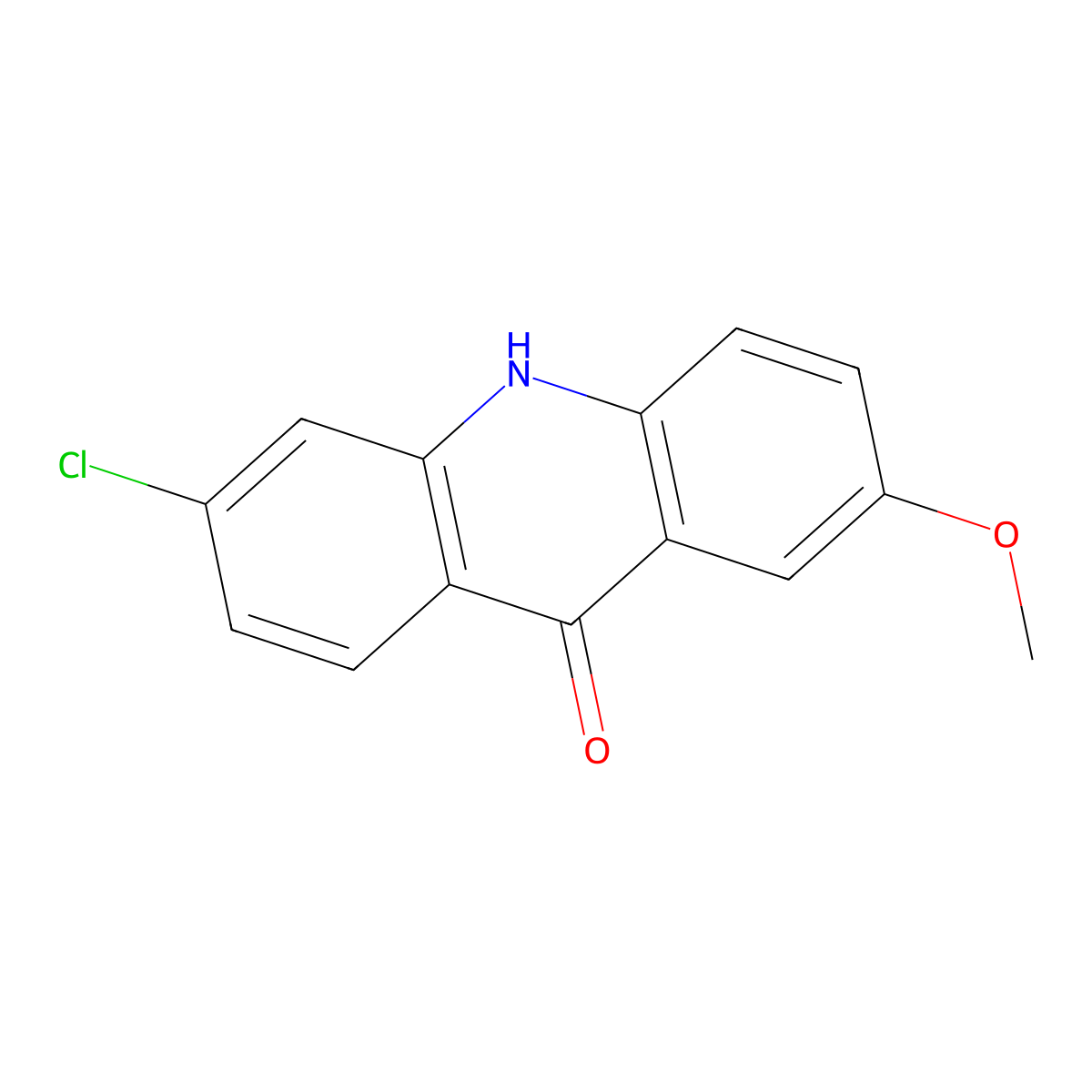 6-chloro-2-methoxy-10H-acridin-9-one molecular structure, CAS 13161-87-0