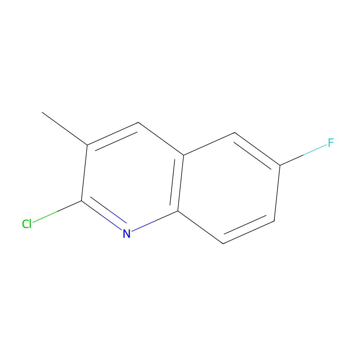 2-Chloro-6-fluoro-3-methylquinoline molecular structure, CAS 131610-11-2