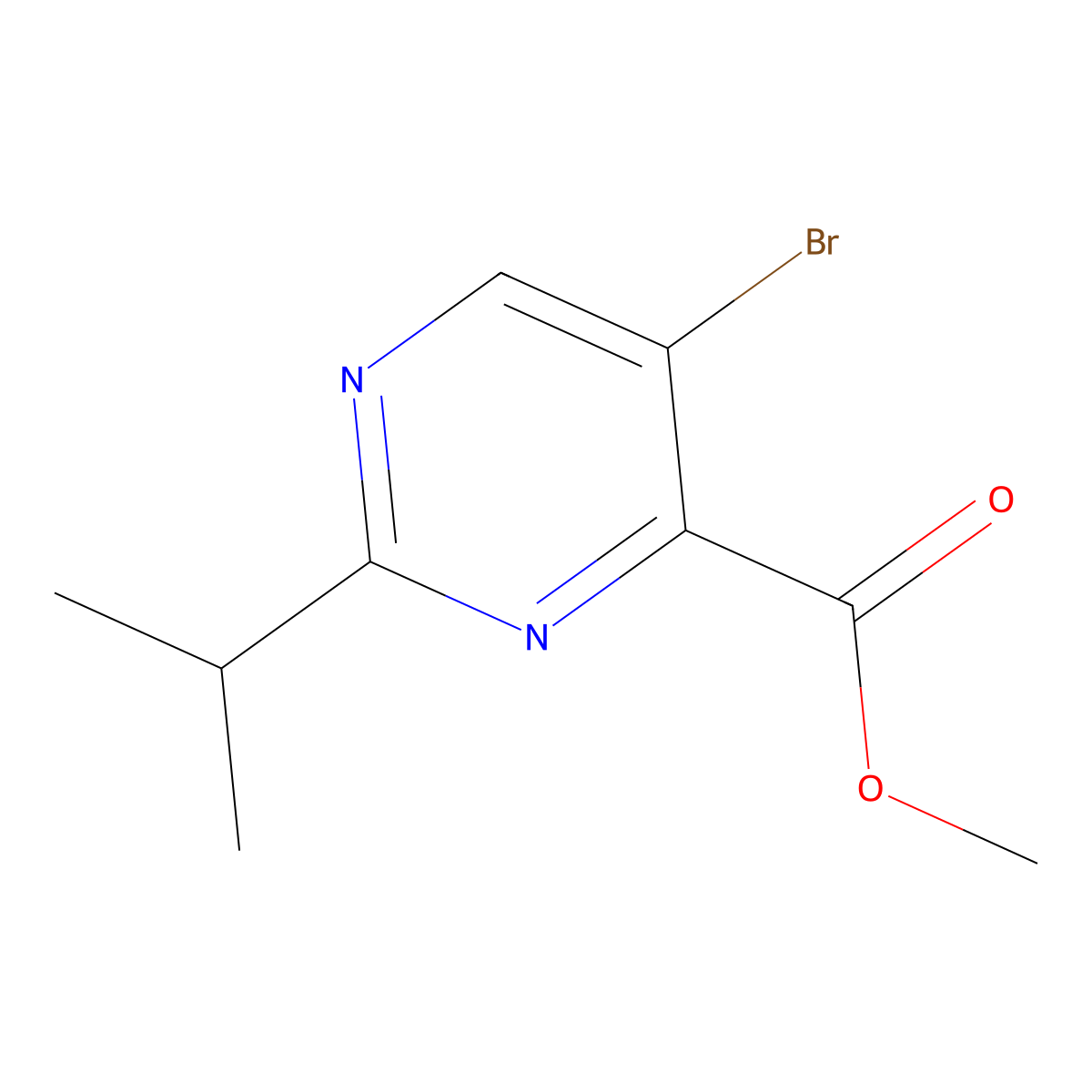 Methyl 5-bromo-2-isopropylpyrimidine-4-carboxylate molecular structure, CAS 1316122-22-1