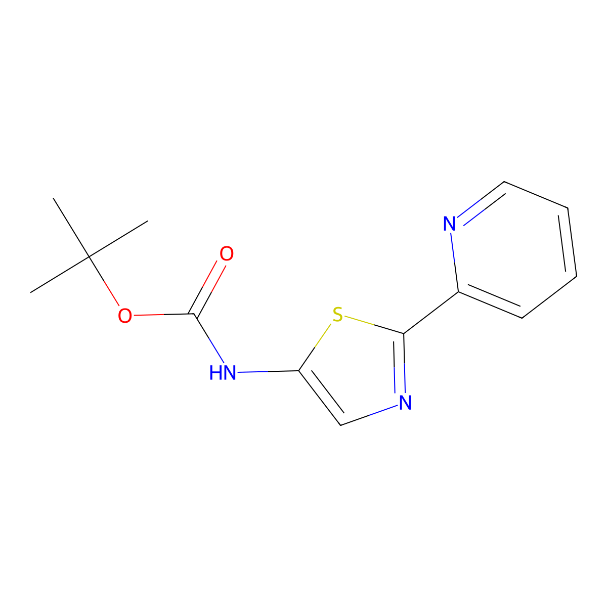 (2-Pyridin-2-yl-thiazol-5-yl)-carbamic acid tert-butyl ester molecular structure, CAS 1316122-53-8