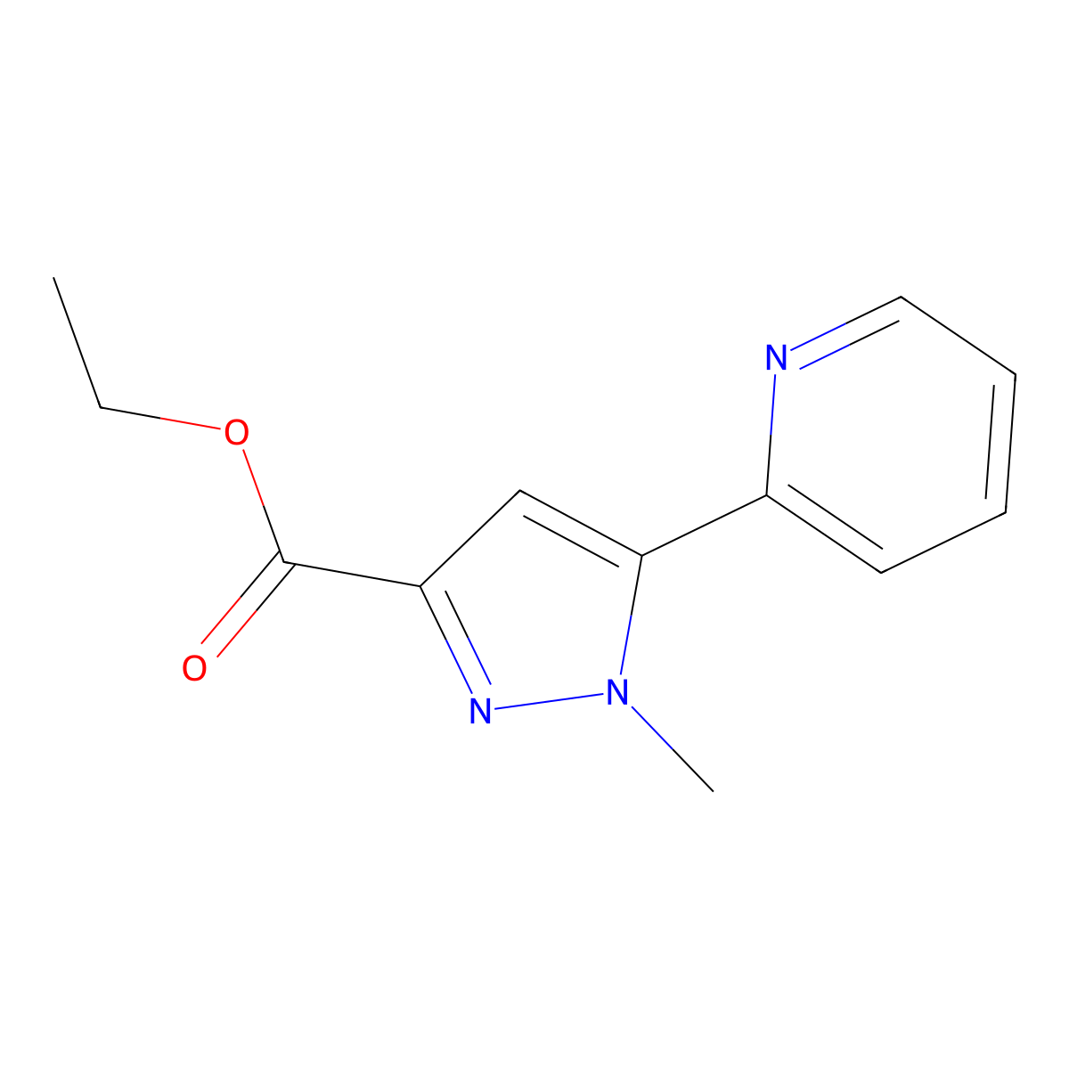 1-Methyl-5-pyridin-2-yl-1H-pyrazole-3-carboxylic acid ethyl ester molecular structure, CAS 1316122-57-2