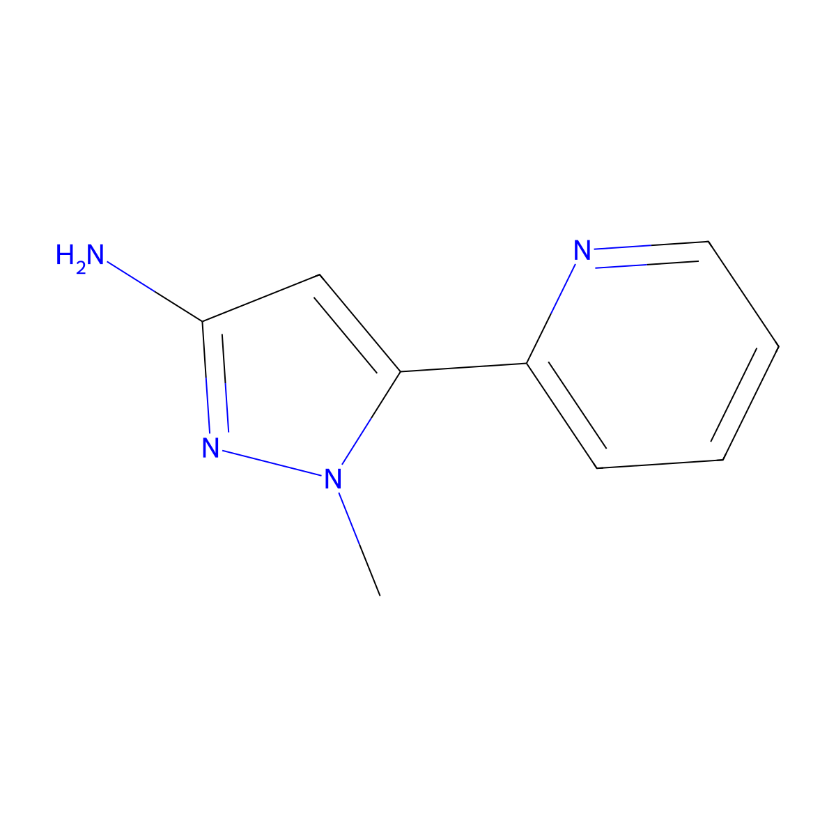 1-Methyl-5-pyridin-2-yl-1H-pyrazole-3-ylamine molecular structure, CAS 1316122-60-7