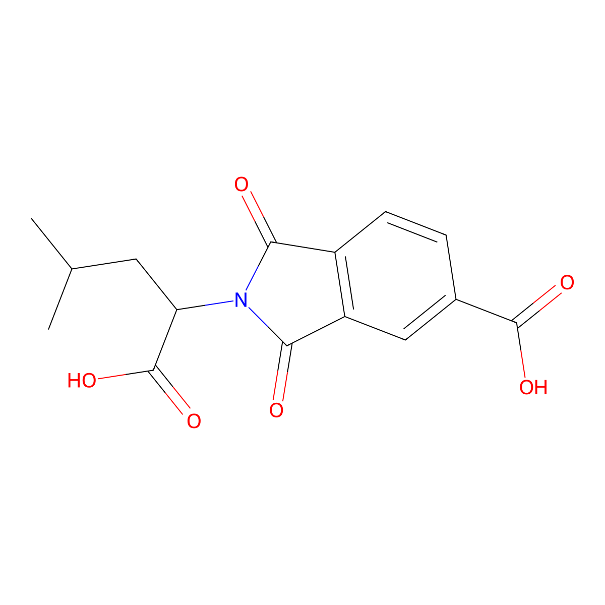 2-(1-carboxy-3-methylbutyl)-1,3-dioxo-2,3-dihydro-1H-isoindole-5-carboxylic acid molecular structure, CAS 131613-54-2
