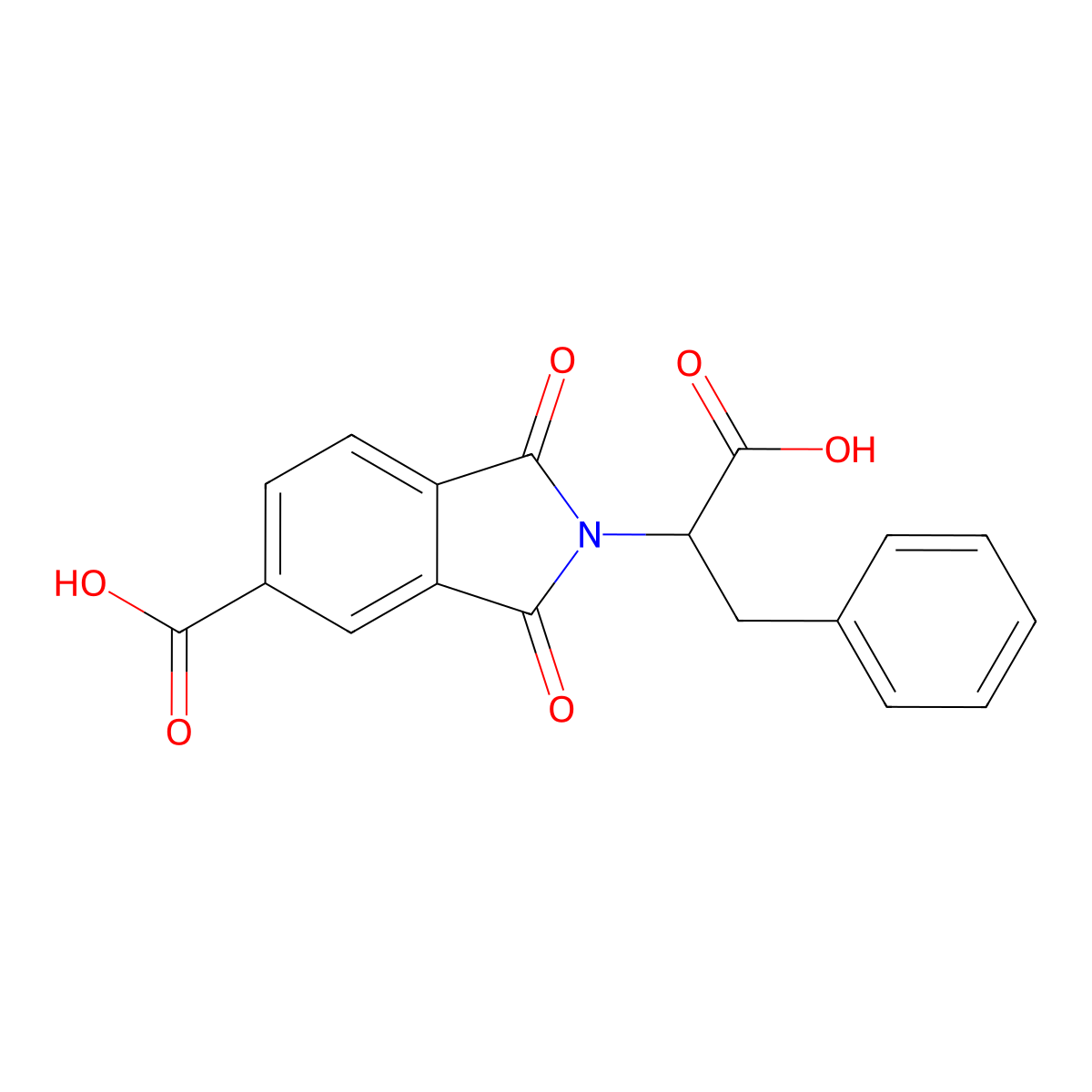 2-(1-carboxy-2-phenylethyl)-1,3-dioxo-2,3-dihydro-1H-isoindole-5-carboxylic acid molecular structure, CAS 131613-55-3