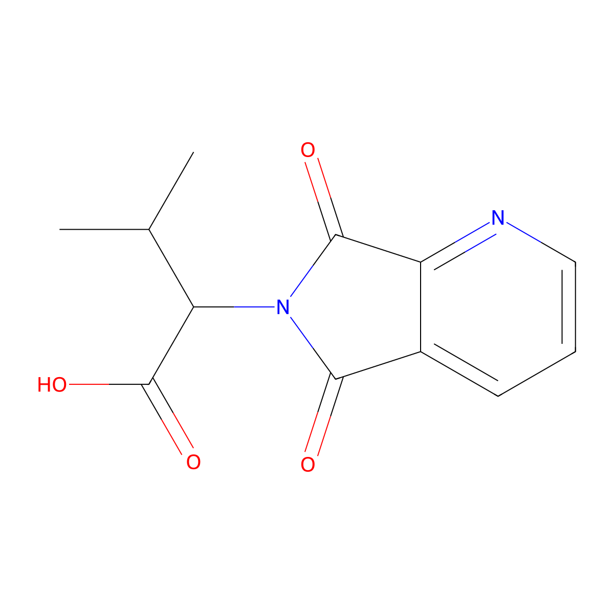 2-(5,7-dioxo-5,7-dihydro-6H-pyrrolo[3,4-b]pyridin-6-yl)-3-methylbutanoic acid molecular structure, CAS 131615-99-1