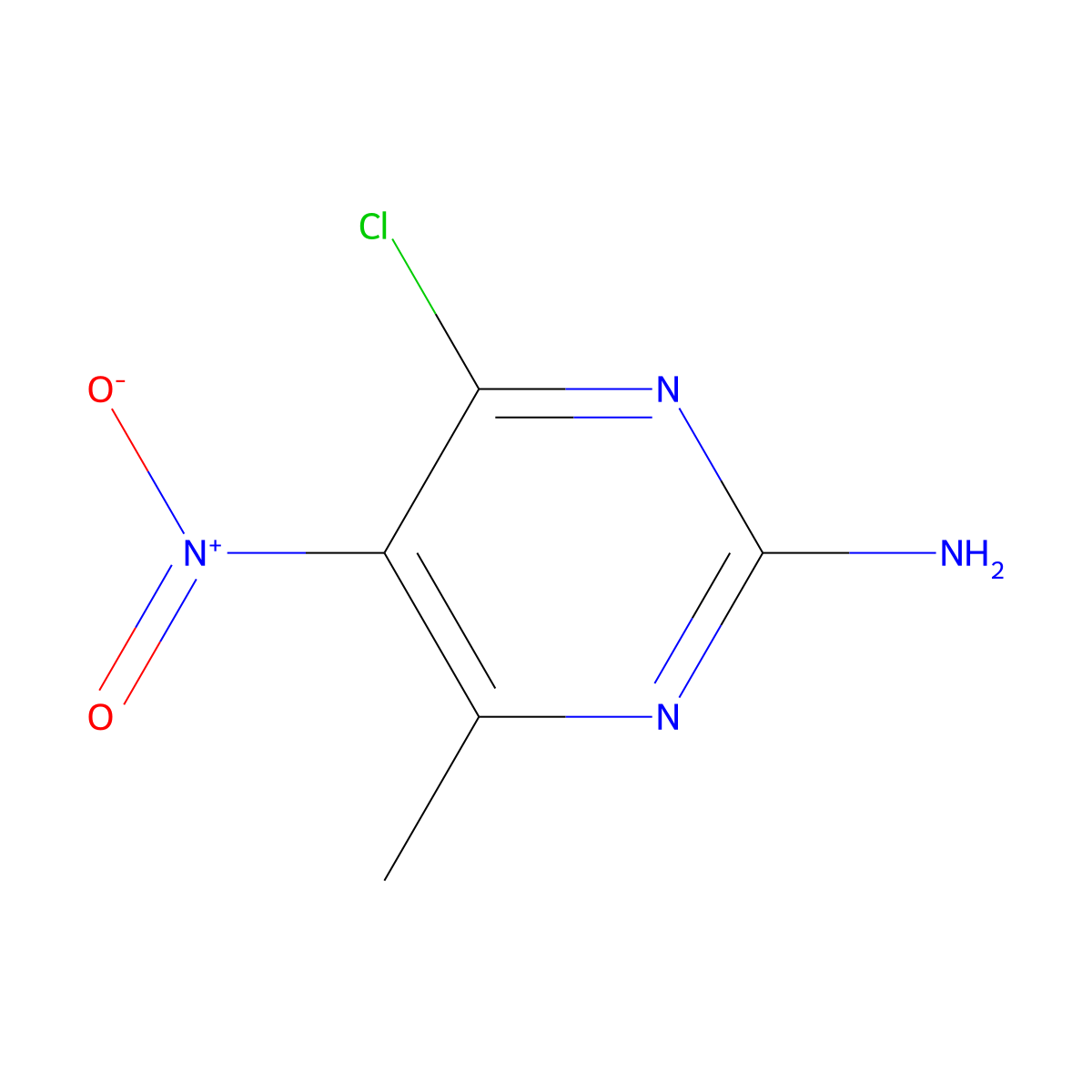 4-Chloro-6-methyl-5-nitropyrimidin-2-amine molecular structure, CAS 13162-24-8