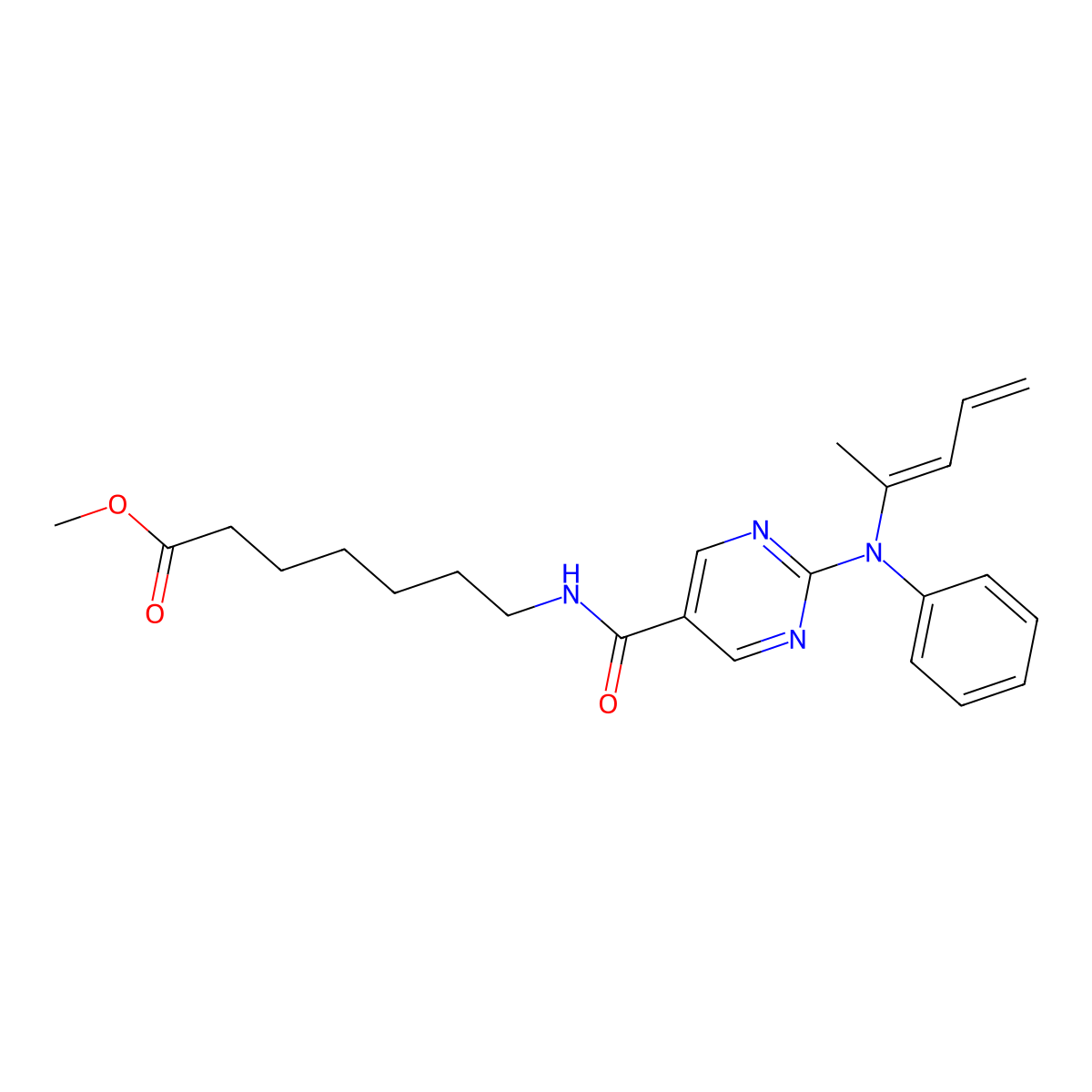methyl 7-[[2-(N-penta-2,4-dien-2-ylanilino)pyrimidine-5-carbonyl]amino]heptanoate molecular structure, CAS 1316216-07-5