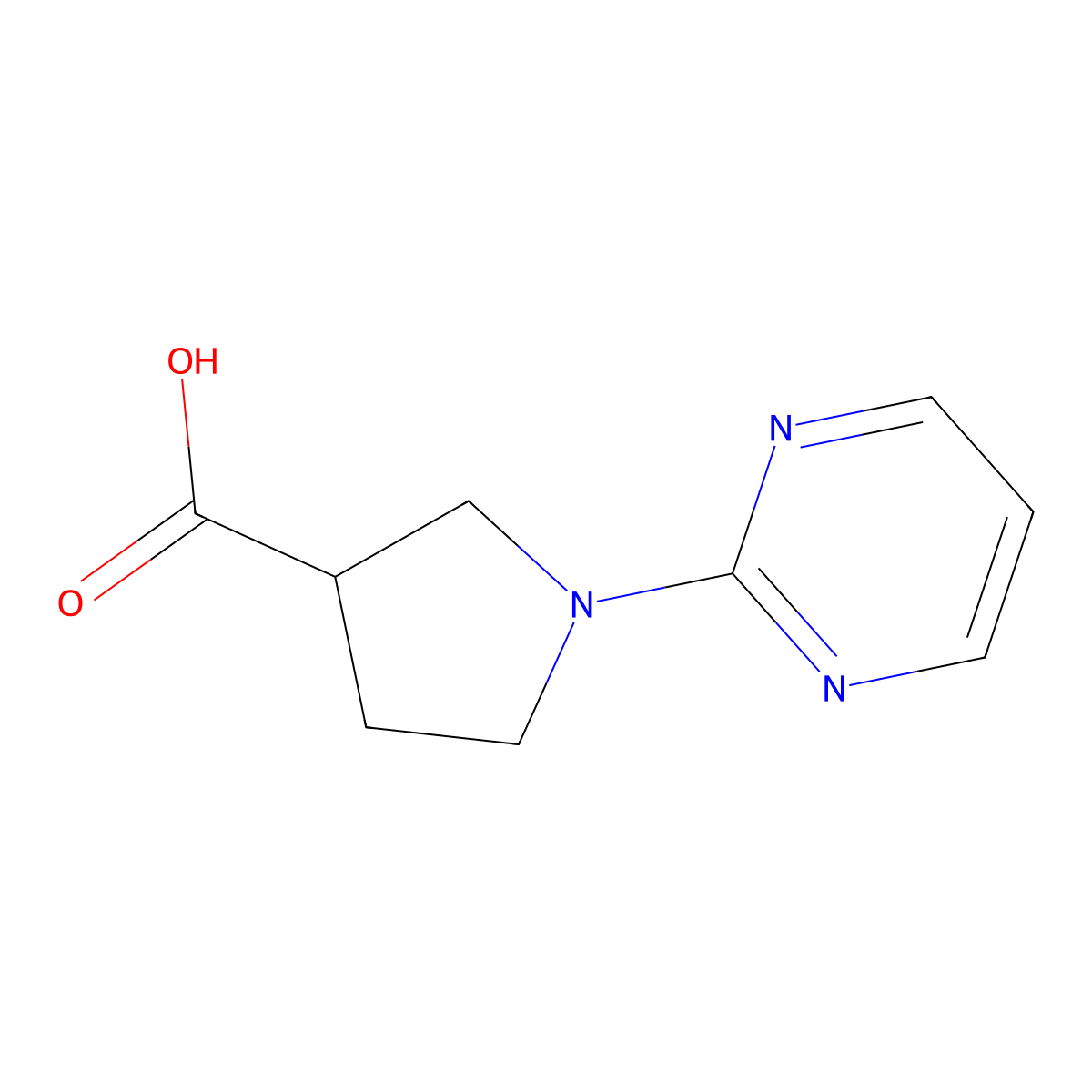 1-(Pyrimidin-2-yl)pyrrolidine-3-carboxylic acid molecular structure, CAS 1316217-16-9