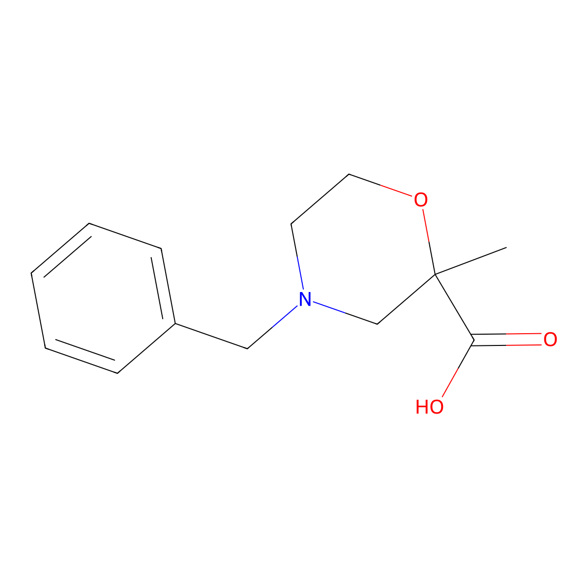 4-Benzyl-2-methylmorpholine-2-carboxylic acid hydrochloride molecular structure, CAS 1316217-23-8