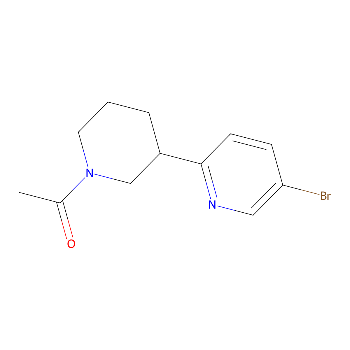 1-(3-(5-Bromopyridin-2-yl)piperidin-1-yl)ethanone molecular structure, CAS 1316217-24-9