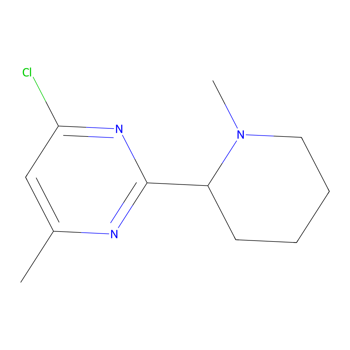 4-Chloro-6-methyl-2-(1-methylpiperidin-2-yl)pyrimidine molecular structure, CAS 1316217-26-1