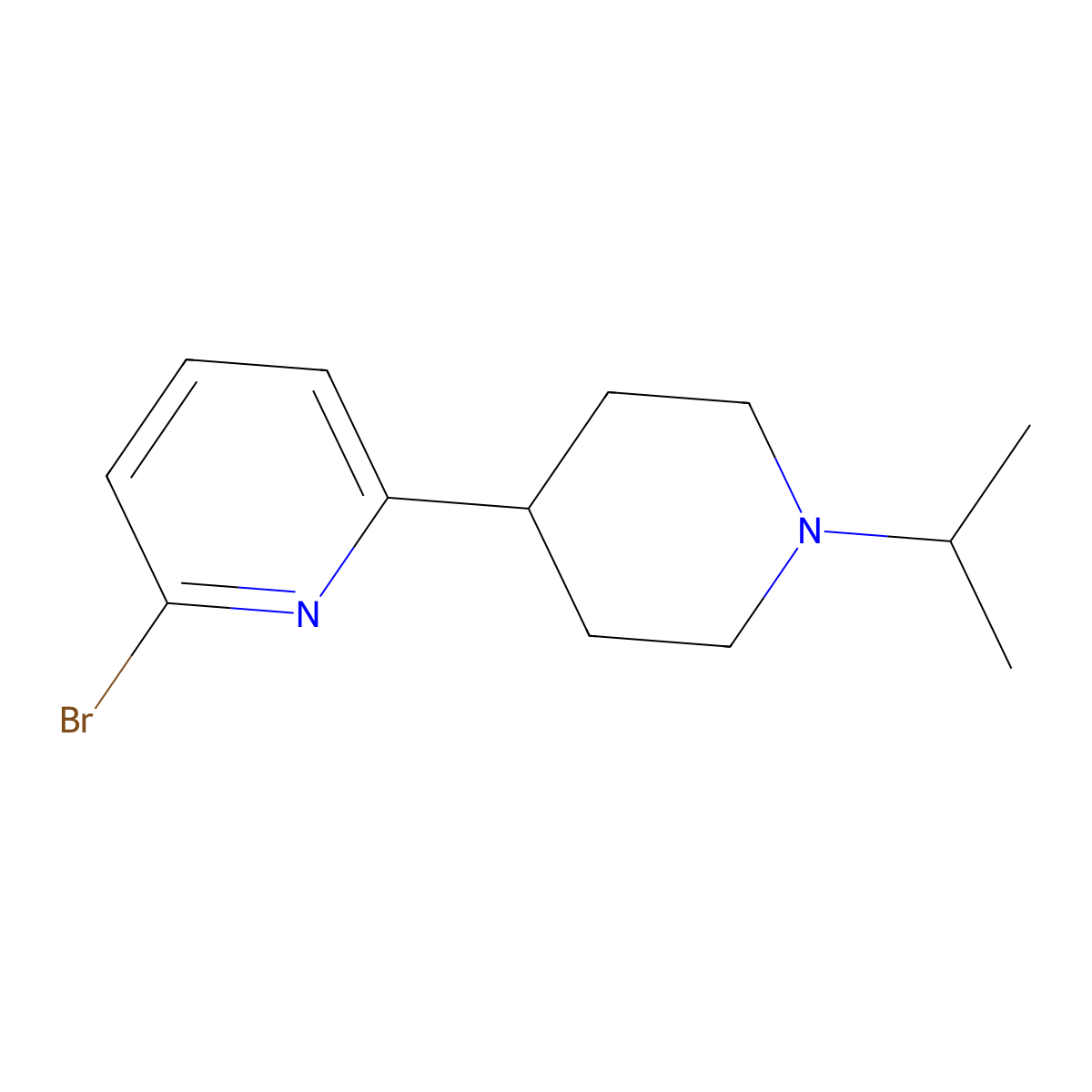 2-Bromo-6-(1-isopropylpiperidin-4-yl)pyridine molecular structure, CAS 1316217-28-3