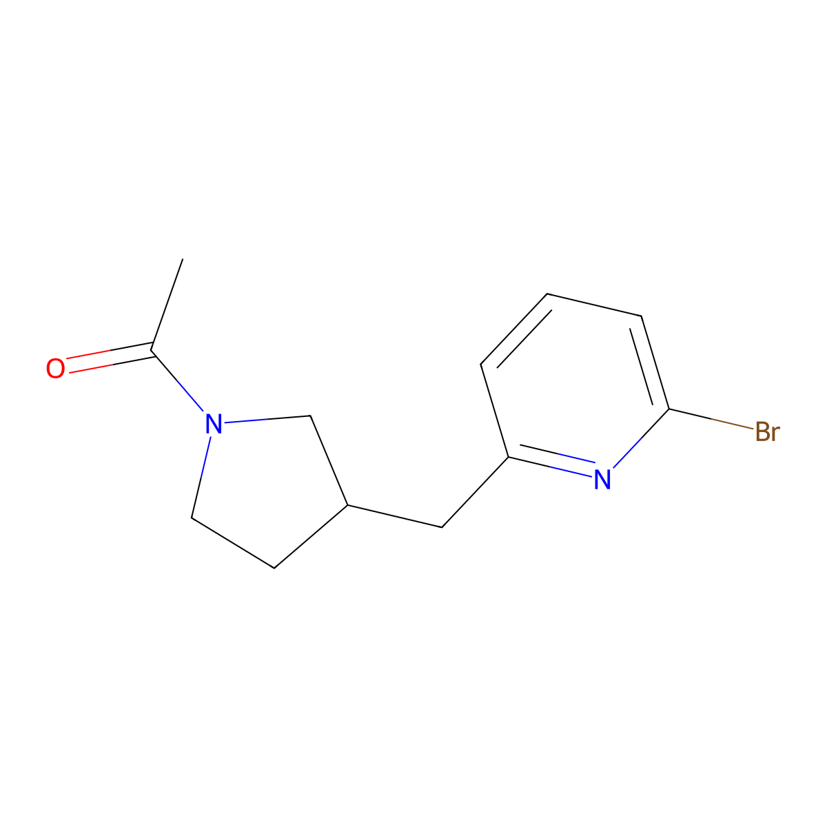 1-(3-((6-Bromopyridin-2-yl)methyl)pyrrolidin-1-yl)ethanone molecular structure, CAS 1316217-33-0