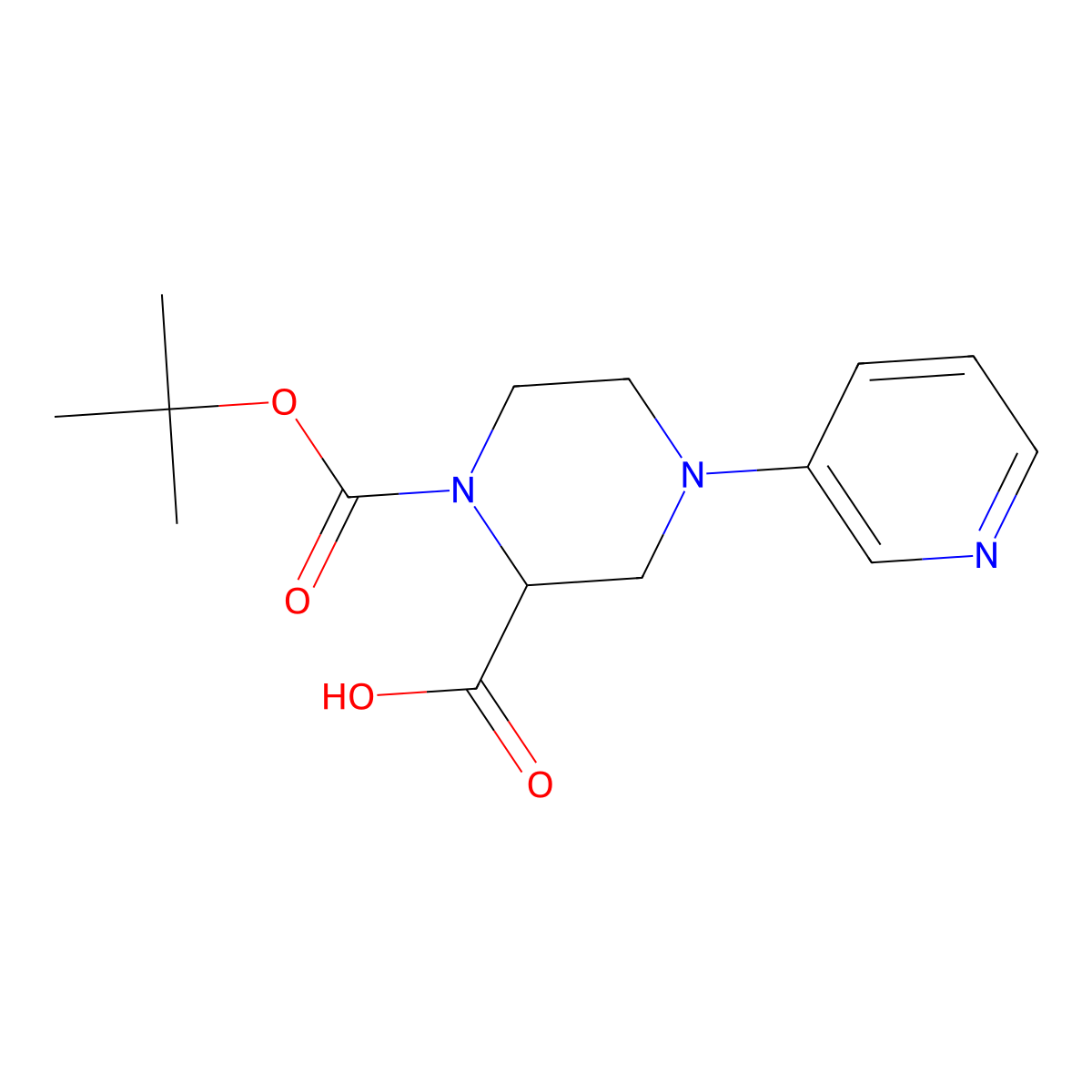 1-(Tert-butoxycarbonyl)-4-(pyridin-3-yl)piperazine-2-carboxylic acid molecular structure, CAS 1316217-37-4