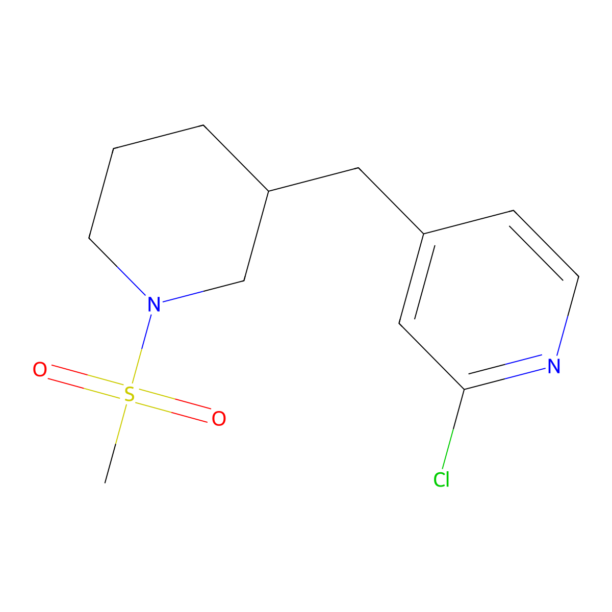 2-Chloro-4-((1-(methylsulfonyl)piperidin-3-yl)methyl)pyridine molecular structure, CAS 1316217-48-7