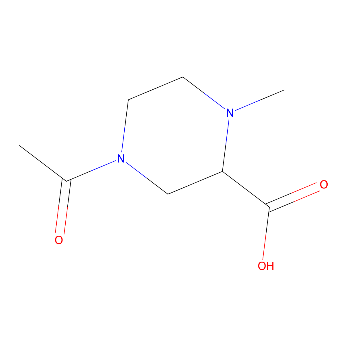 4-Acetyl-1-methylpiperazine-2-carboxylic acid molecular structure, CAS 1316217-49-8