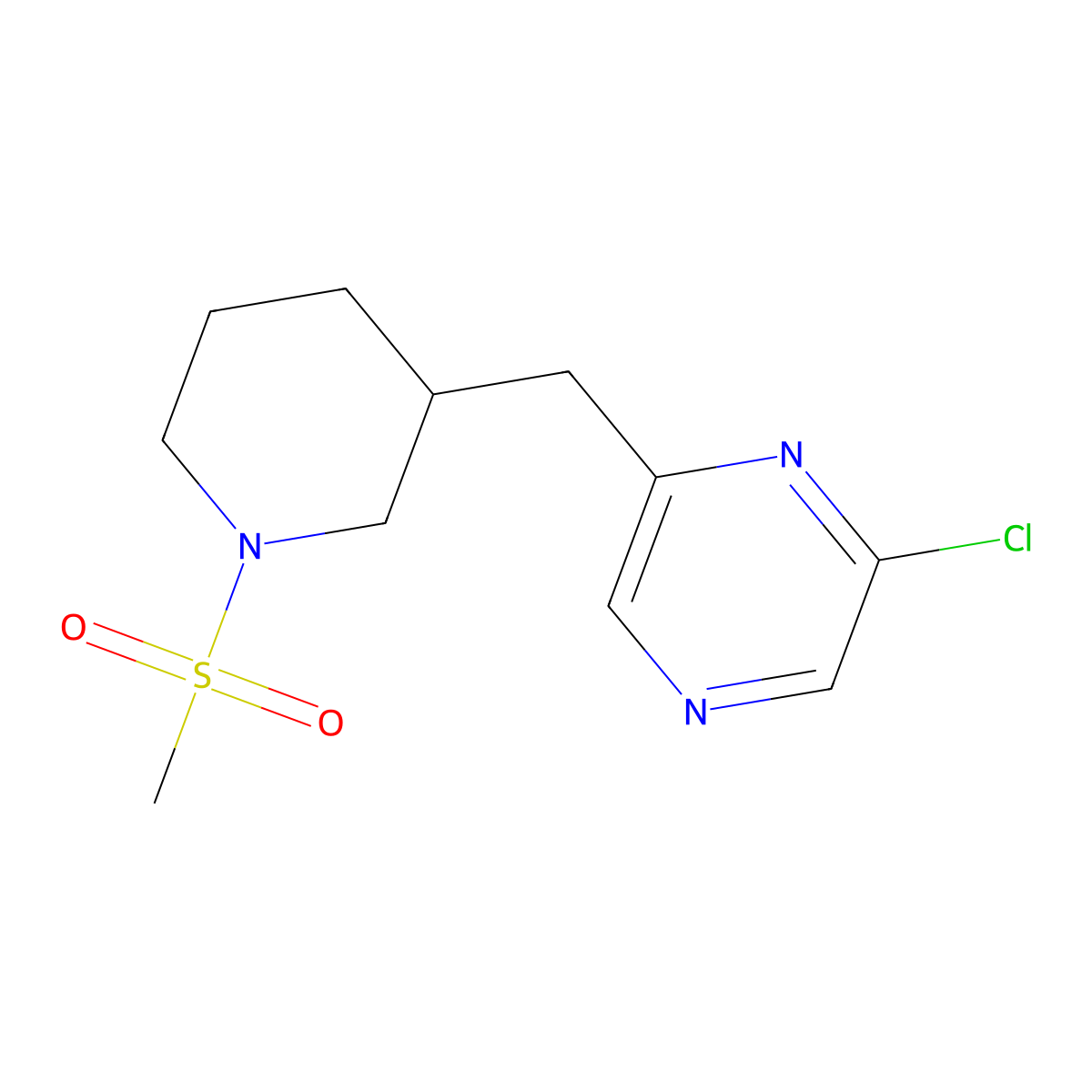 2-Chloro-6-((1-(methylsulfonyl)piperidin-3-yl)methyl)pyrazine molecular structure, CAS 1316217-51-2