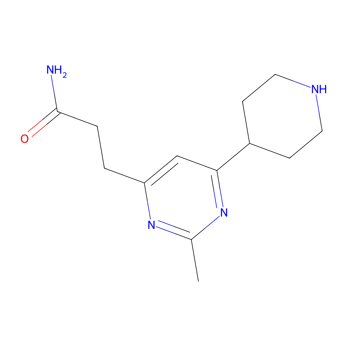 3-(2-Methyl-6-(piperidin-4-yl)pyrimidin-4-yl)propanamide molecular structure, CAS 1316217-55-6