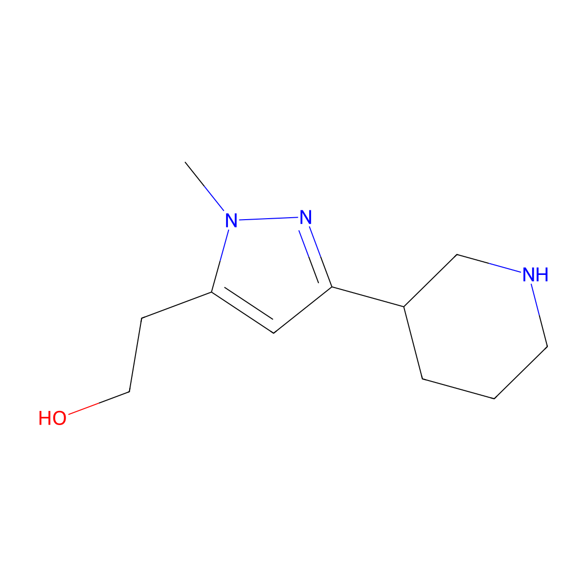1-Methyl-3-(3-piperidinyl)-1H-pyrazole-5-ethanol molecular structure, CAS 1316217-56-7