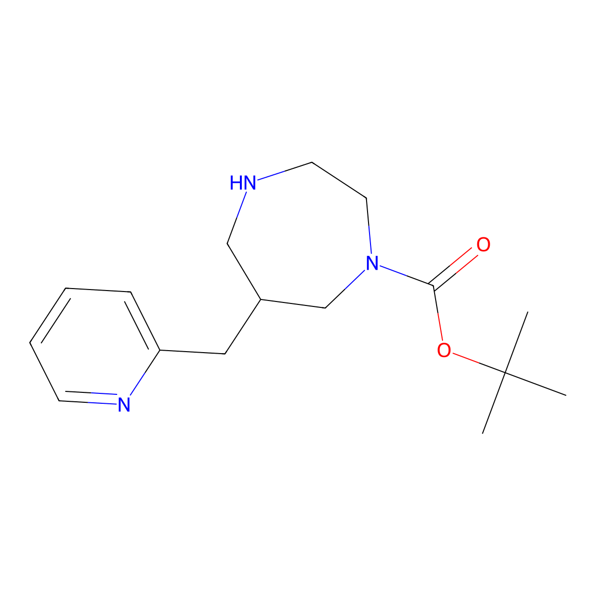 Tert-butyl 6-(pyridin-2-ylmethyl)-1,4-diazepane-1-carboxylate molecular structure, CAS 1316217-57-8