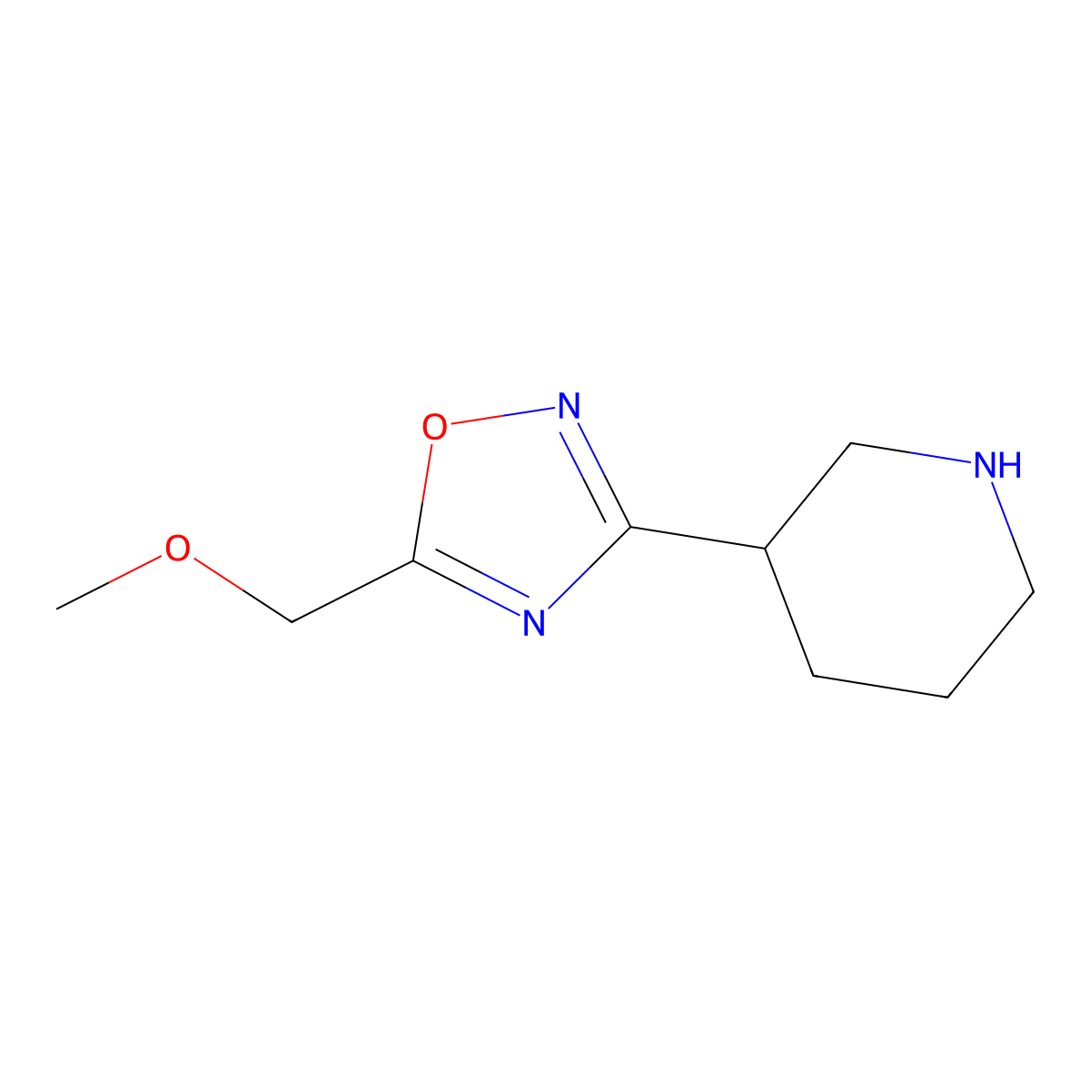 5-(Methoxymethyl)-3-(piperidin-3-yl)-1,2,4-oxadiazole molecular structure, CAS 1316217-59-0