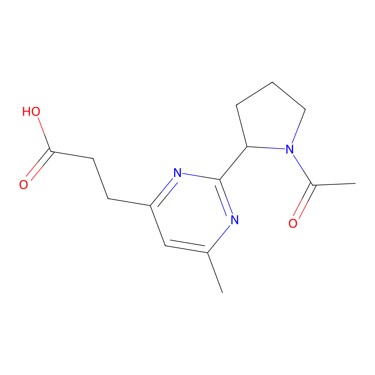 3-(2-(1-Acetylpyrrolidin-2-yl)-6-methylpyrimidin-4-yl)propanoic acid molecular structure, CAS 1316217-60-3