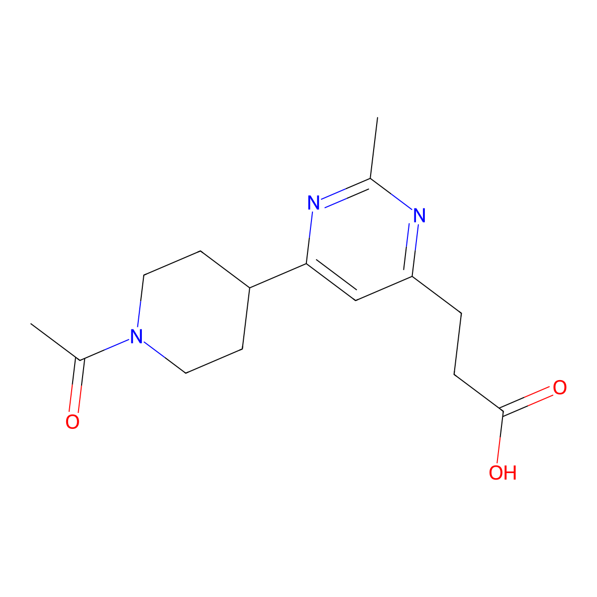 3-[6-(1-Acetylpiperidin-4-yl)-2-methylpyrimidin-4-yl]propanoic acid molecular structure, CAS 1316217-62-5