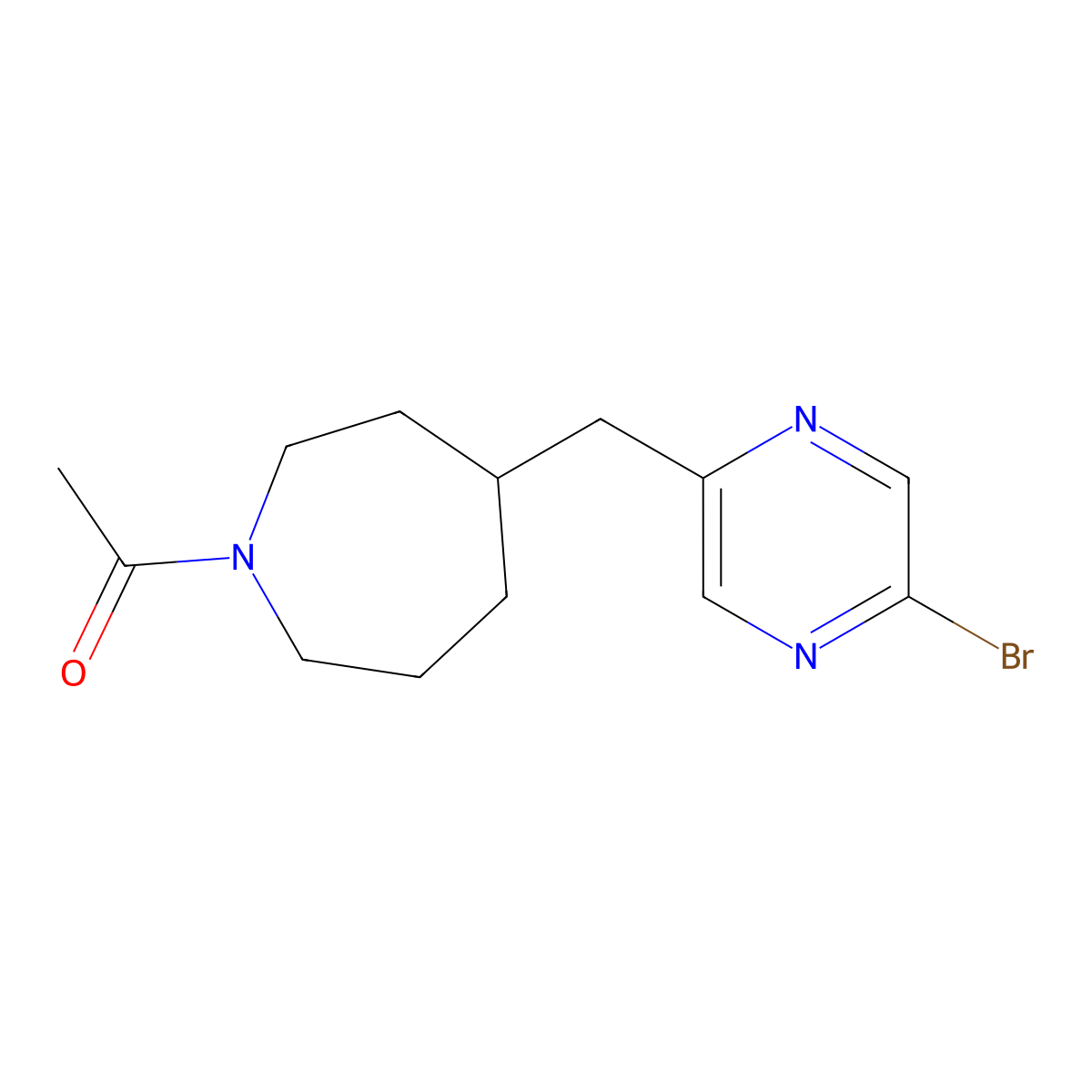 1-(4-((5-Bromopyrazin-2-yl)methyl)azepan-1-yl)ethanone molecular structure, CAS 1316217-88-5