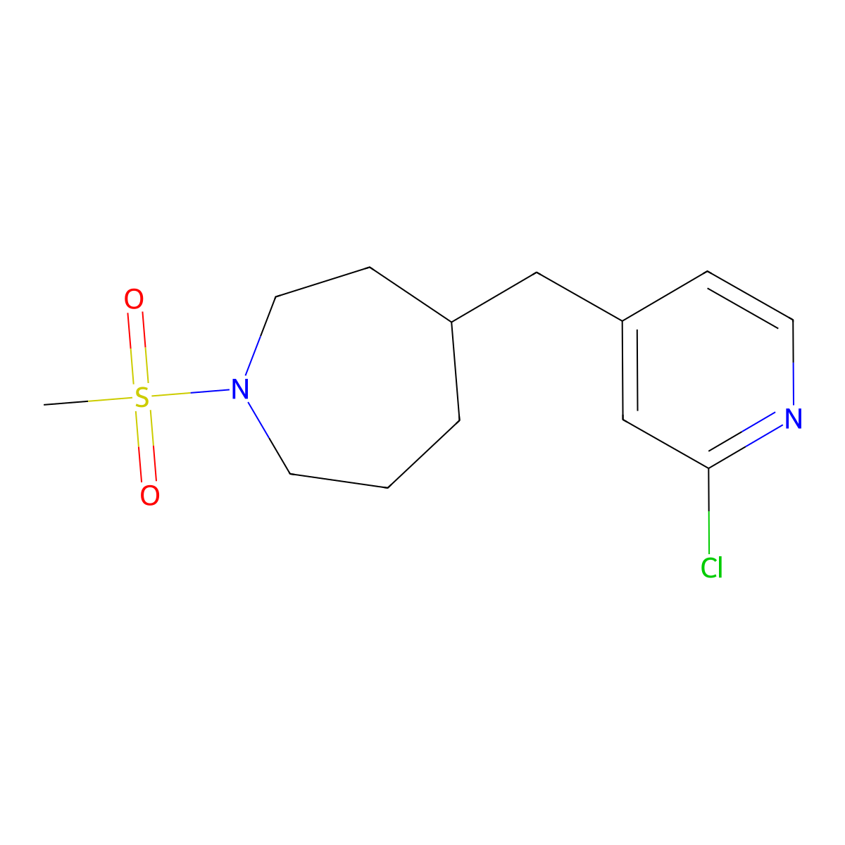 4-((2-Chloropyridin-4-yl)methyl)-1-(methylsulfonyl)azepane molecular structure, CAS 1316218-00-4