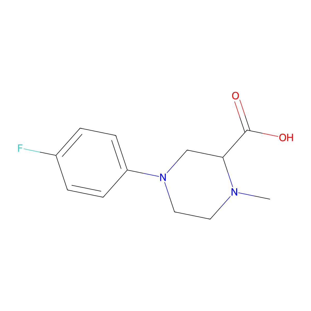 4-(4-Fluorophenyl)-1-methylpiperazine-2-carboxylic acid molecular structure, CAS 1316218-03-7