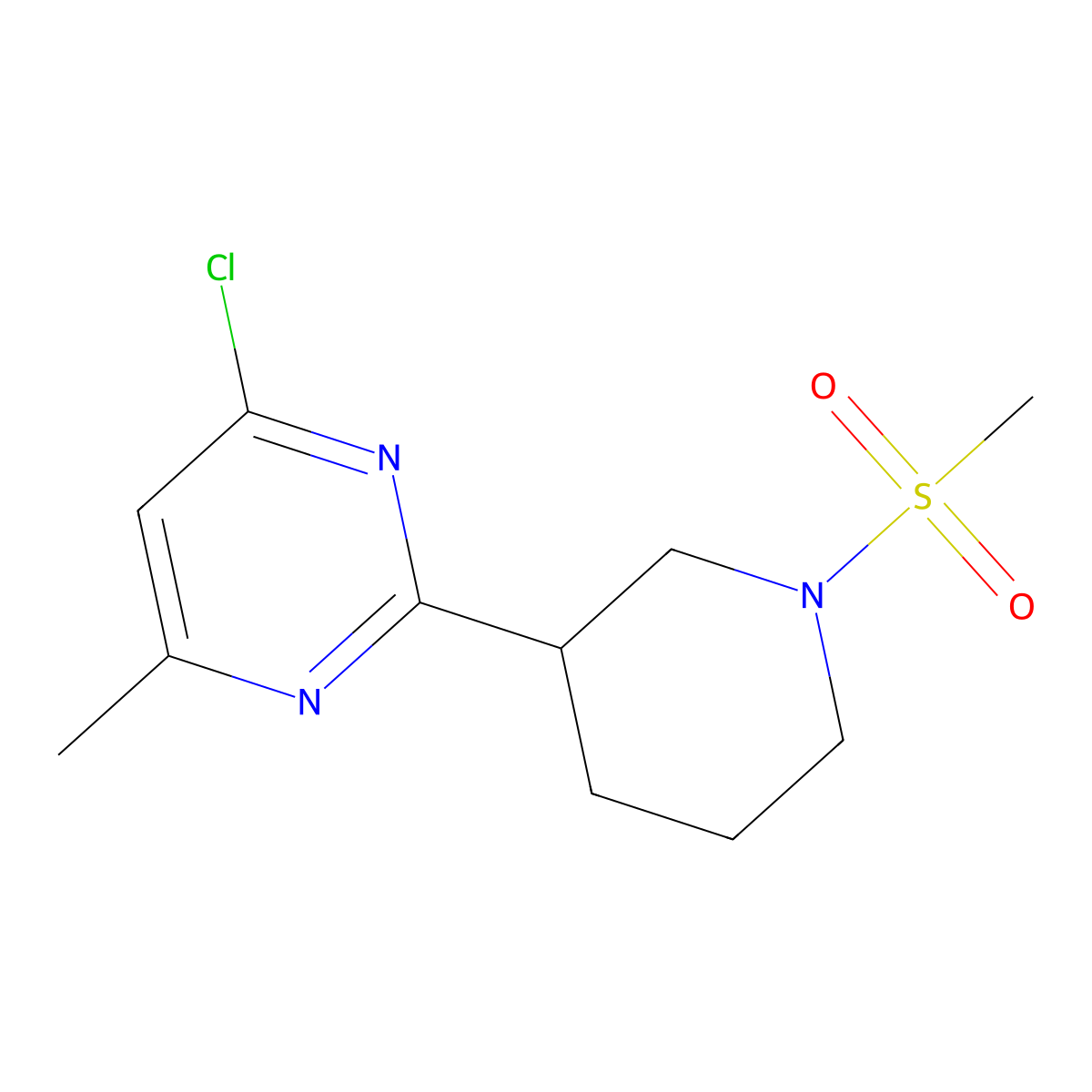 4-Chloro-6-methyl-2-(1-(methylsulfonyl)piperidin-3-yl)pyrimidine molecular structure, CAS 1316218-05-9