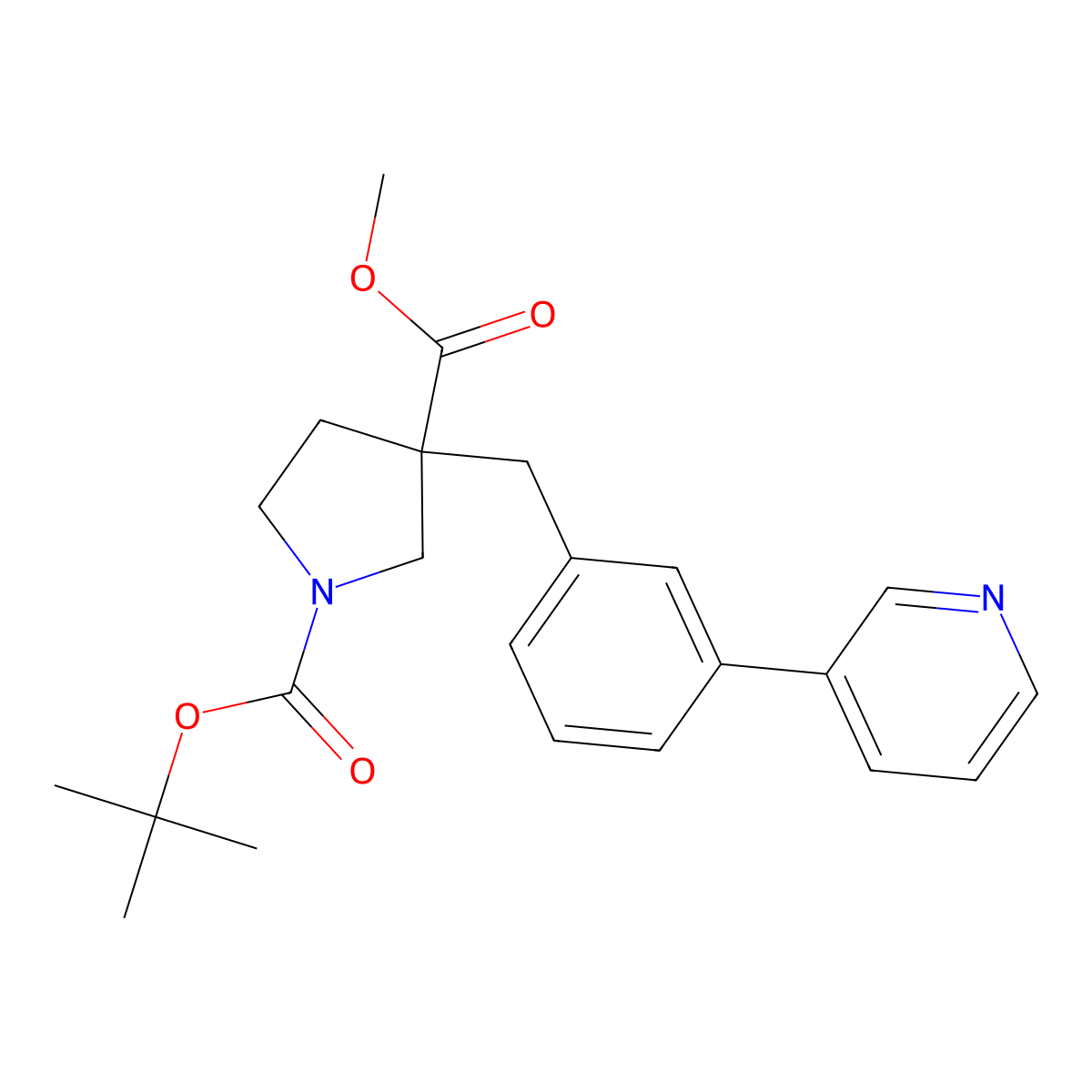 1-tert-Butyl 3-methyl 3-(3-(pyridin-3-yl)benzyl)pyrrolidine-1,3-dicarboxylate molecular structure, CAS 1316218-08-2