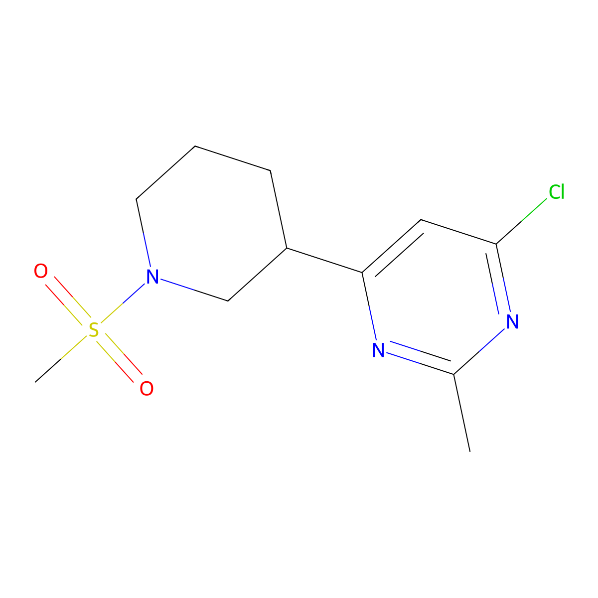 4-Chloro-2-methyl-6-(1-(methylsulfonyl)piperidin-3-yl)pyrimidine molecular structure, CAS 1316218-10-6