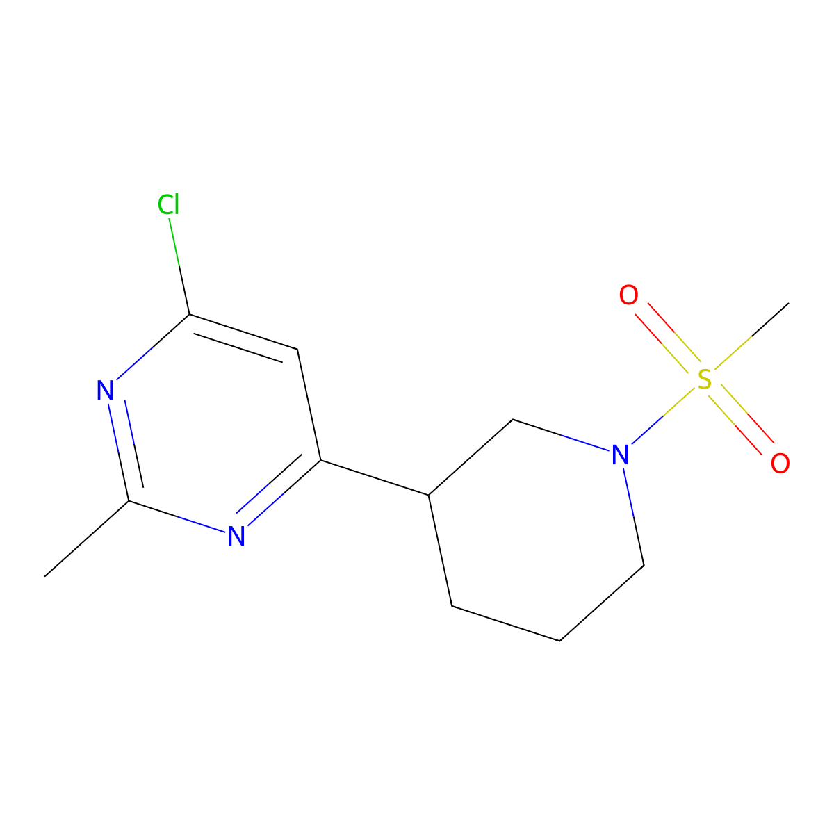 4-Chloro-2-methyl-6-(1-(methylsulfonyl)piperidin-3-yl)pyrimidine molecular structure, CAS 1316218-10-6