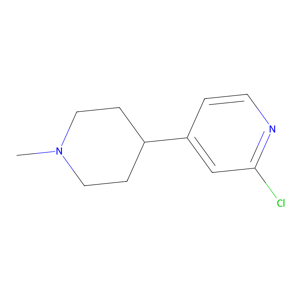 2-Chloro-4-(1-methylpiperidin-4-yl)pyridine molecular structure, CAS 1316218-14-0