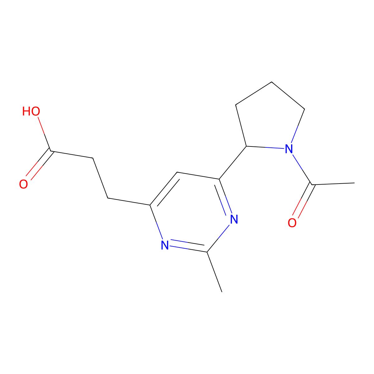 3-(6-(1-Acetylpyrrolidin-2-yl)-2-methylpyrimidin-4-yl)propanoic acid molecular structure, CAS 1316218-21-9