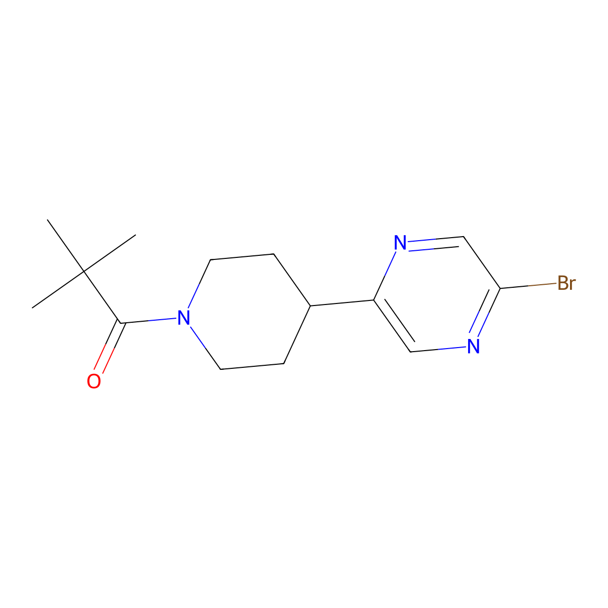 1-(4-(5-Bromopyrazin-2-yl)piperidin-1-yl)-2,2-dimethylpropan-1-one molecular structure, CAS 1316218-22-0