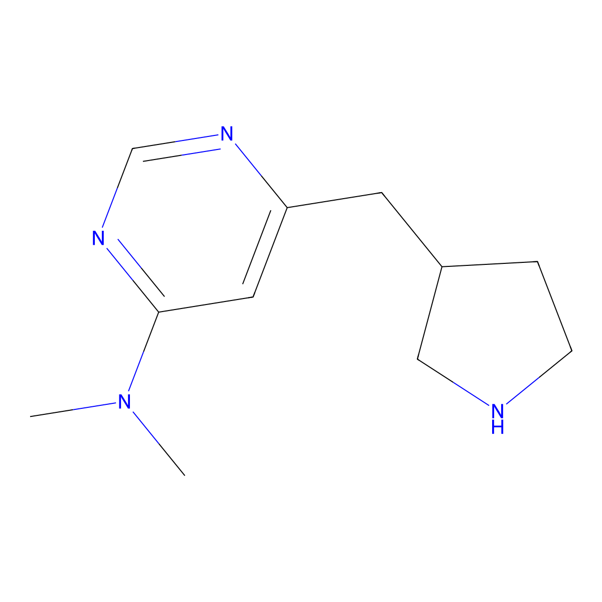 4-Pyrimidinamine, N,N-dimethyl-6-(3-pyrrolidinylmethyl)- molecular structure, CAS 1316218-37-7