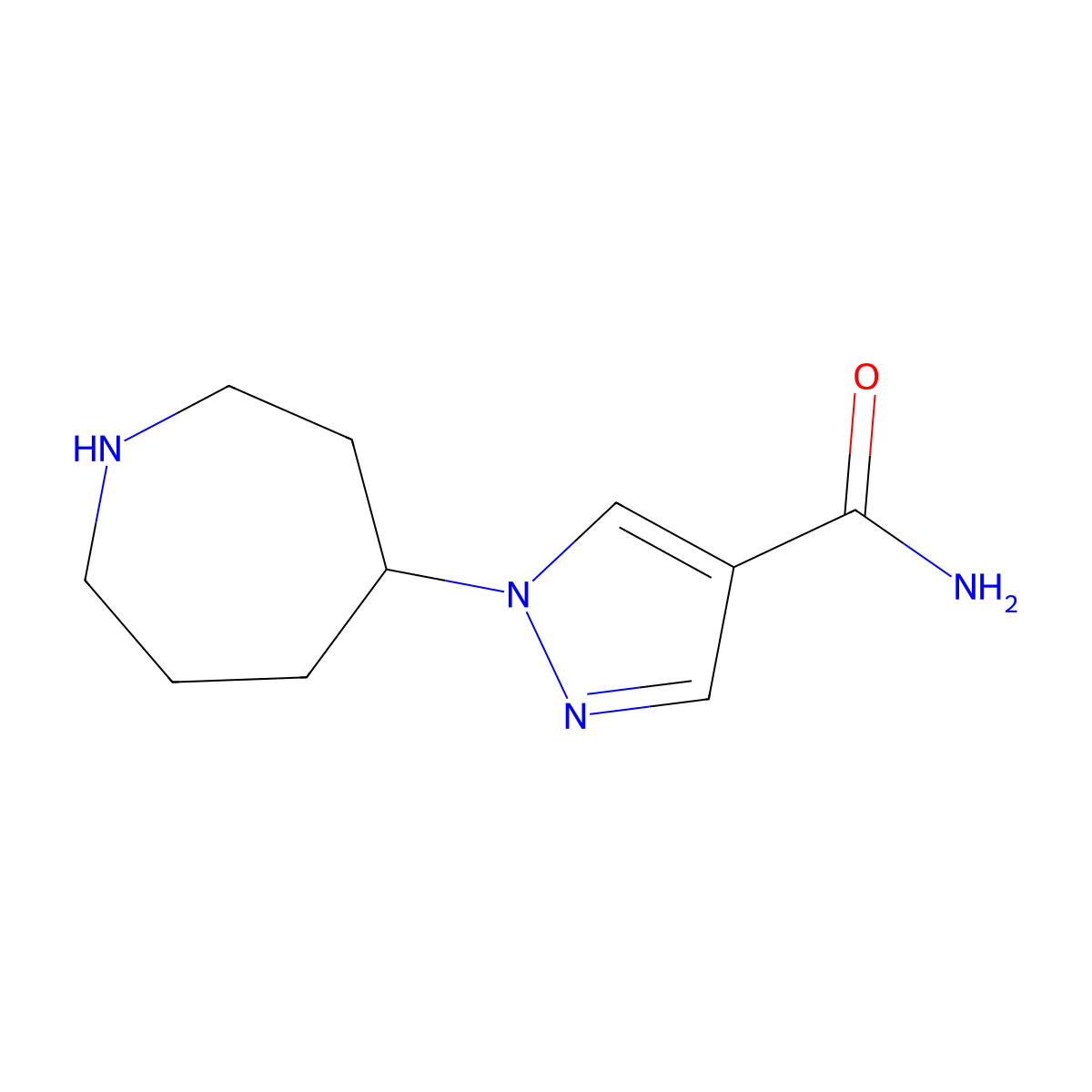 1-(Azepan-4-yl)-1H-pyrazole-4-carboxamide molecular structure, CAS 1316218-38-8