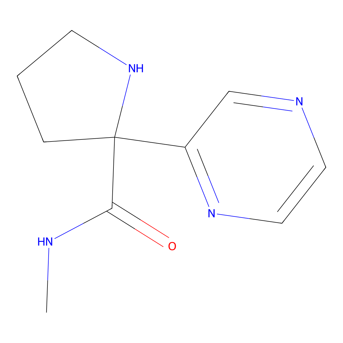 N-methyl-2-(pyrazin-2-yl)pyrrolidine-2-carboxamide molecular structure, CAS 1316218-42-4