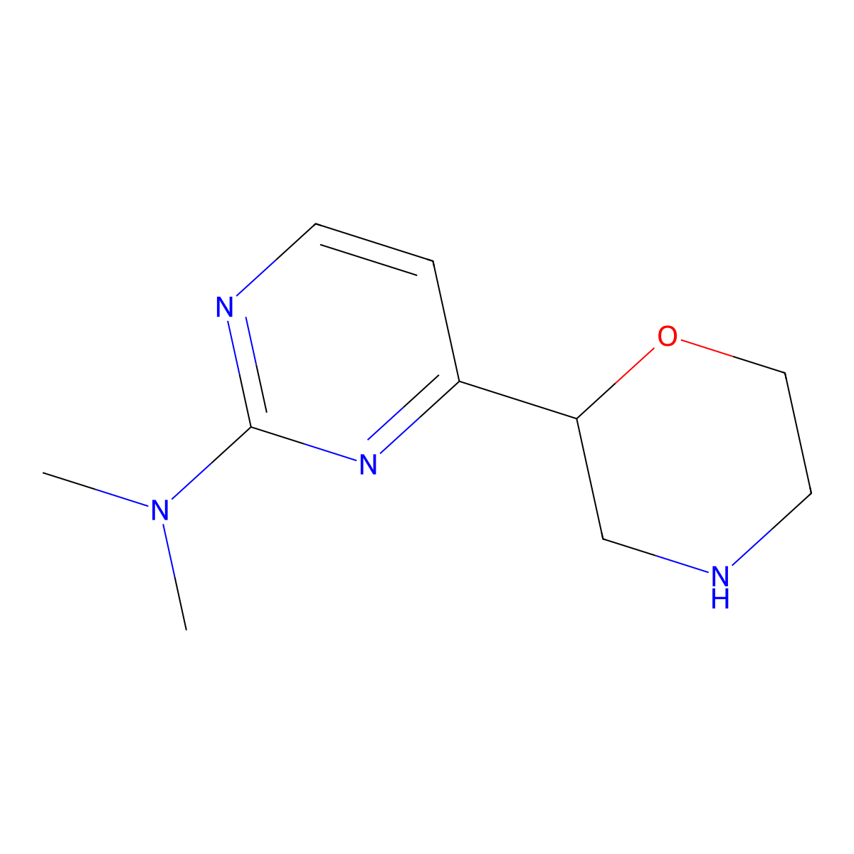 N,N-dimethyl-4-(morpholin-2-yl)pyrimidin-2-amine molecular structure, CAS 1316218-43-5