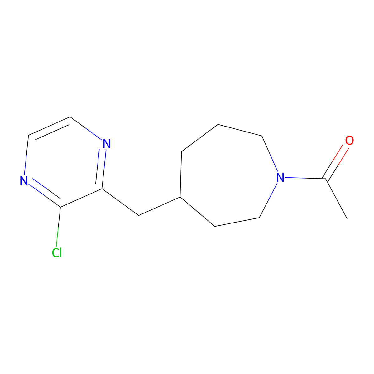 1-(4-((3-Chloropyrazin-2-yl)methyl)azepan-1-yl)ethanone molecular structure, CAS 1316218-46-8