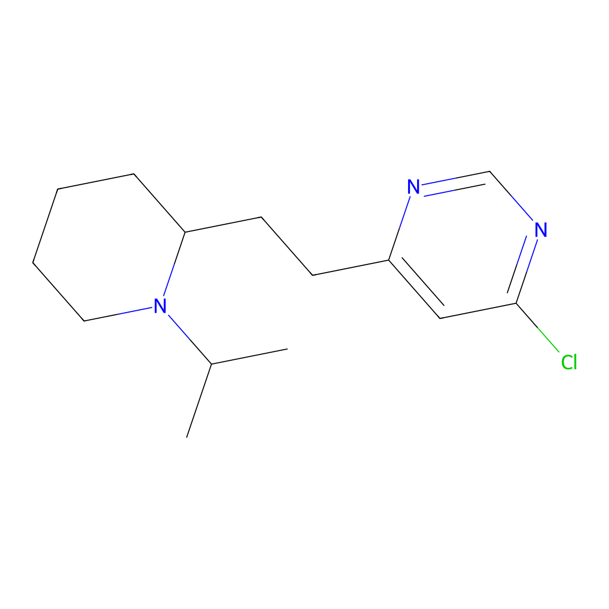 4-Chloro-6-(2-(1-isopropylpiperidin-2-yl)ethyl)pyrimidine molecular structure, CAS 1316218-56-0