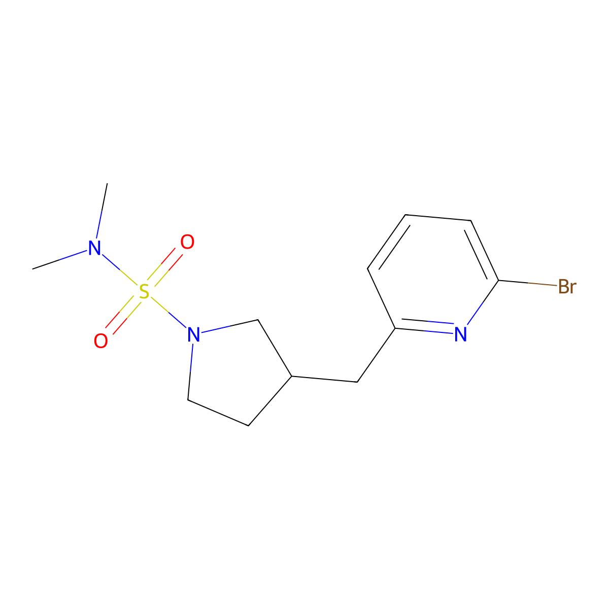 3-((6-Bromopyridin-2-yl)methyl)-N,N-dimethylpyrrolidine-1-sulfonamide molecular structure, CAS 1316218-57-1