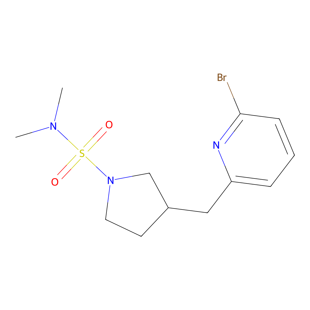 3-((6-Bromopyridin-2-yl)methyl)-N,N-dimethylpyrrolidine-1-sulfonamide molecular structure, CAS 1316218-57-1